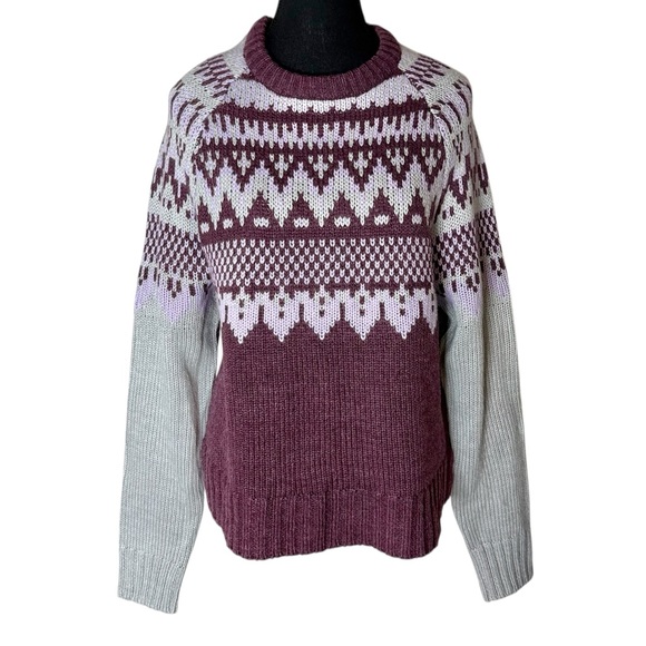 Mexx Sweaters - MEXX Fair Isle Knit Pullover Sweater Purple Grey Nordic Size Large